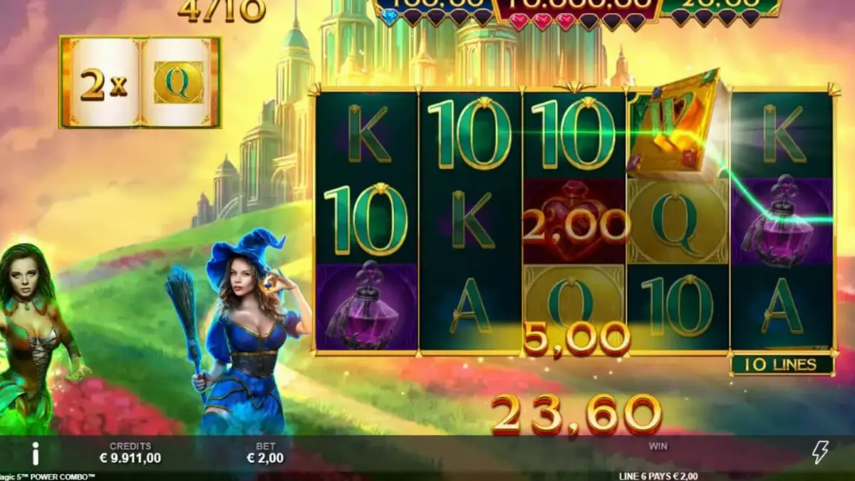 ภาพกราฟิกสล็อต Book of Oz Magic 5 Power Combo พร้อมบรรยากาศดินแดนมหัศจรรย์